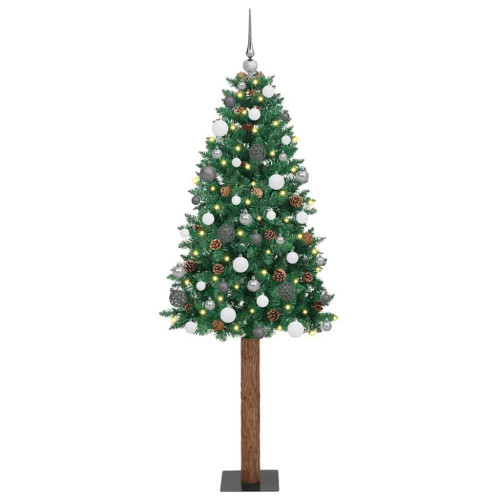 vidaXL Smal julgran Grön 210 cm PVC och solid furu