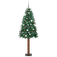 Produktbild för Smal julgran Grön 210 cm PVC och solid furu