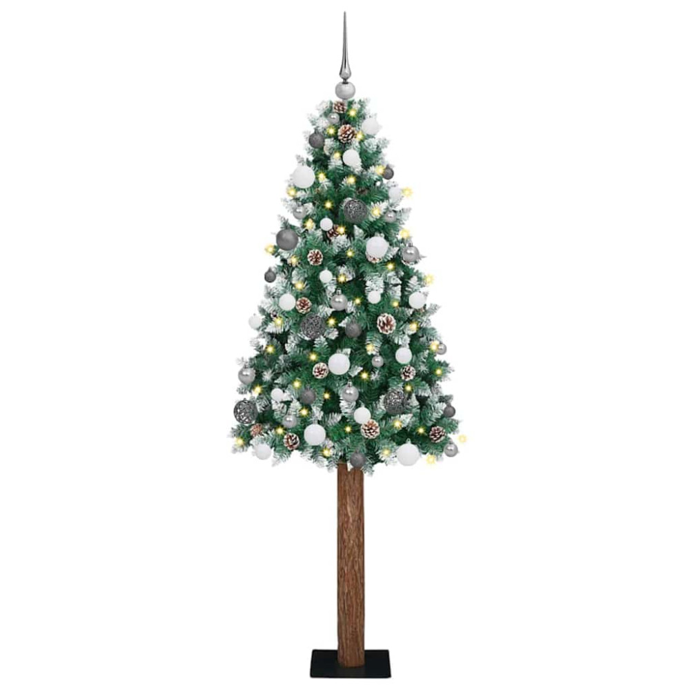 Produktbild för Smal julgran Grön 180 cm PVC och solid furu