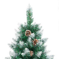 Produktbild för Smal julgran Grön 180 cm PVC och solid furu
