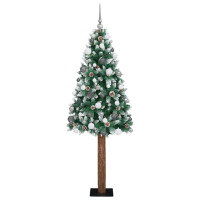 Produktbild för Smal julgran Grön 180 cm PVC och solid furu