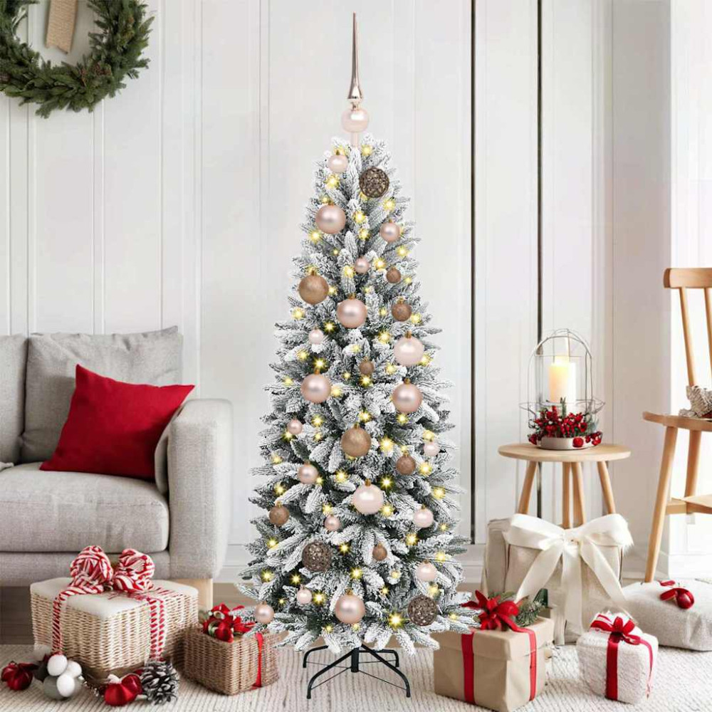 Produktbild för Konstgjord julgran Vit 120 cm PVC, Plast, Stål och PE