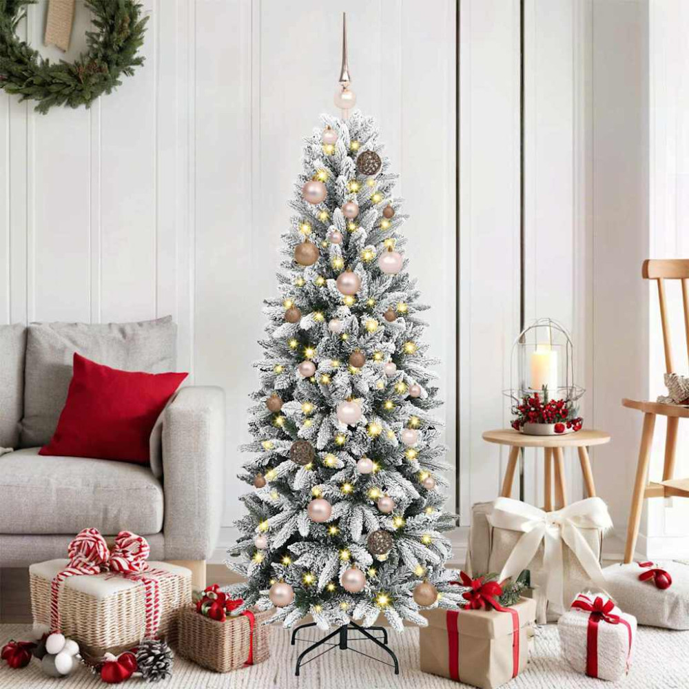 Produktbild för Konstgjord julgran Vit 150 cm PVC, Plast, Stål och PE