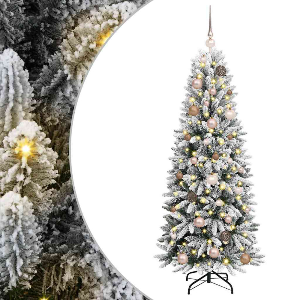 Produktbild för Konstgjord julgran Vit 150 cm PVC, Plast, Stål och PE