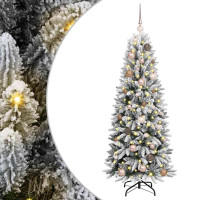 Produktbild för Konstgjord julgran Vit 150 cm PVC, Plast, Stål och PE