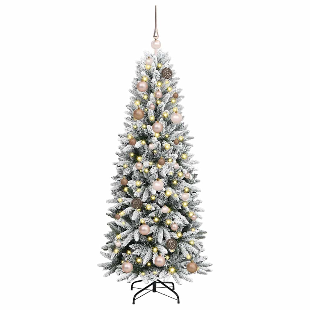 Produktbild för Konstgjord julgran Vit 150 cm PVC, Plast, Stål och PE