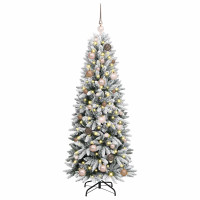 Produktbild för Konstgjord julgran Vit 150 cm PVC, Plast, Stål och PE