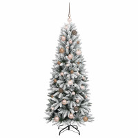 Produktbild för Konstgjord julgran Vit 150 cm PVC, Plast, Stål och PE