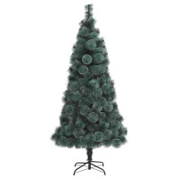 Produktbild för Konstgjord förbelyst julgran med kulset Grön 120 cm PET