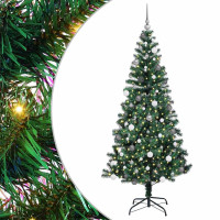 Produktbild för Konstgjord Förbelyst Julgran Grön 210 cm PVC och metall