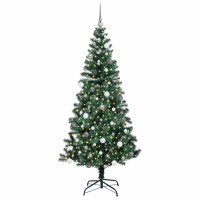 Produktbild för Konstgjord Förbelyst Julgran Grön 210 cm PVC och metall