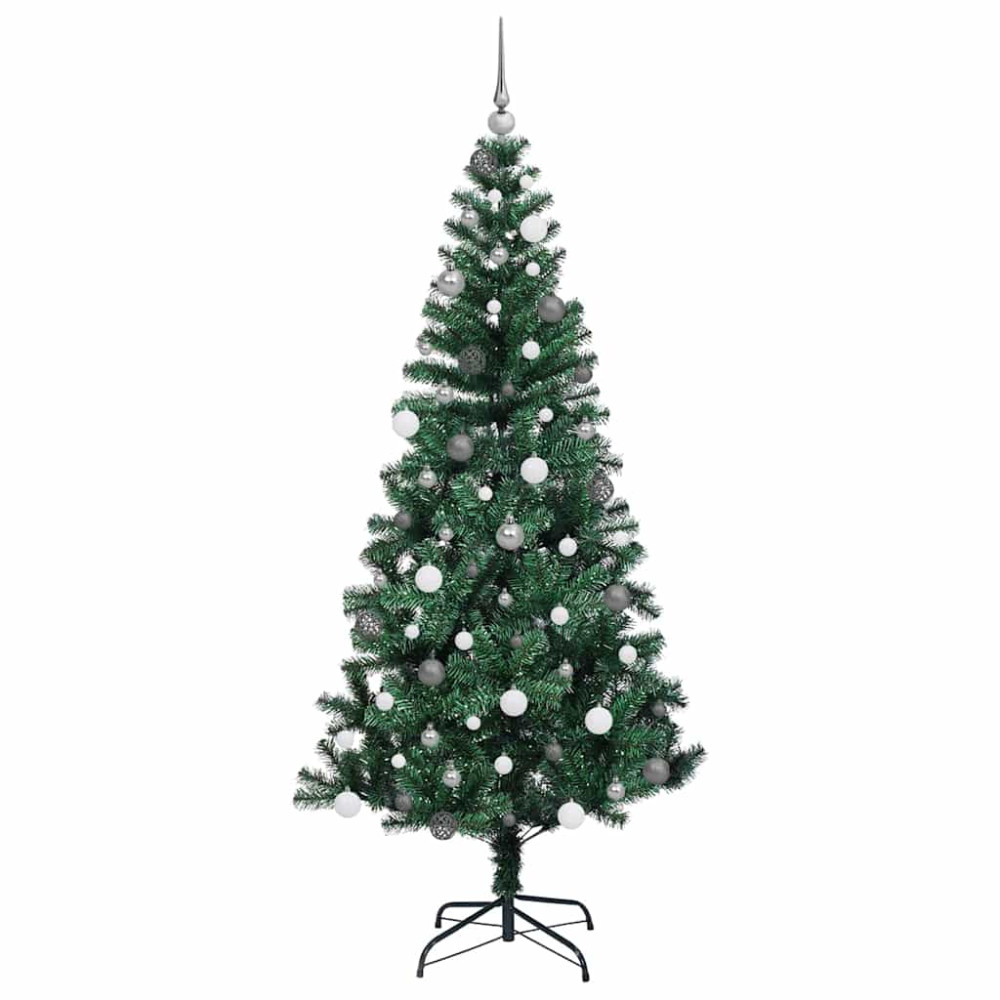Produktbild för Konstgjord Förbelyst Julgran Grön 210 cm PVC och metall