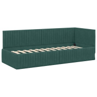 Produktbild för Hörn Sängram med huvudgavel Mörkgrön 80 cm x 200 cm Sammet