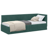 Produktbild för Hörn Sängram med huvudgavel Mörkgrön 80 cm x 200 cm Sammet