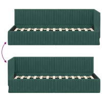 Produktbild för Hörn Sängram med huvudgavel Mörkgrön 80 cm x 200 cm Sammet