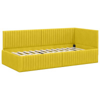 Produktbild för Hörn Sängram med huvudgavel Gul 90 cm x 190 cm Sammet
