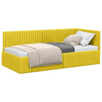 Produktbild för Hörn Sängram med huvudgavel Gul 90 cm x 190 cm Sammet
