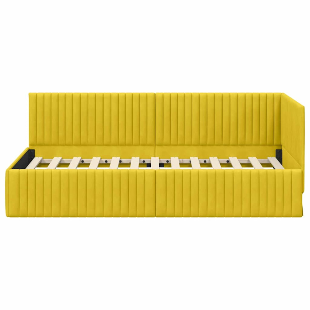Produktbild för Hörn Sängram med huvudgavel Gul 90 cm x 190 cm Sammet