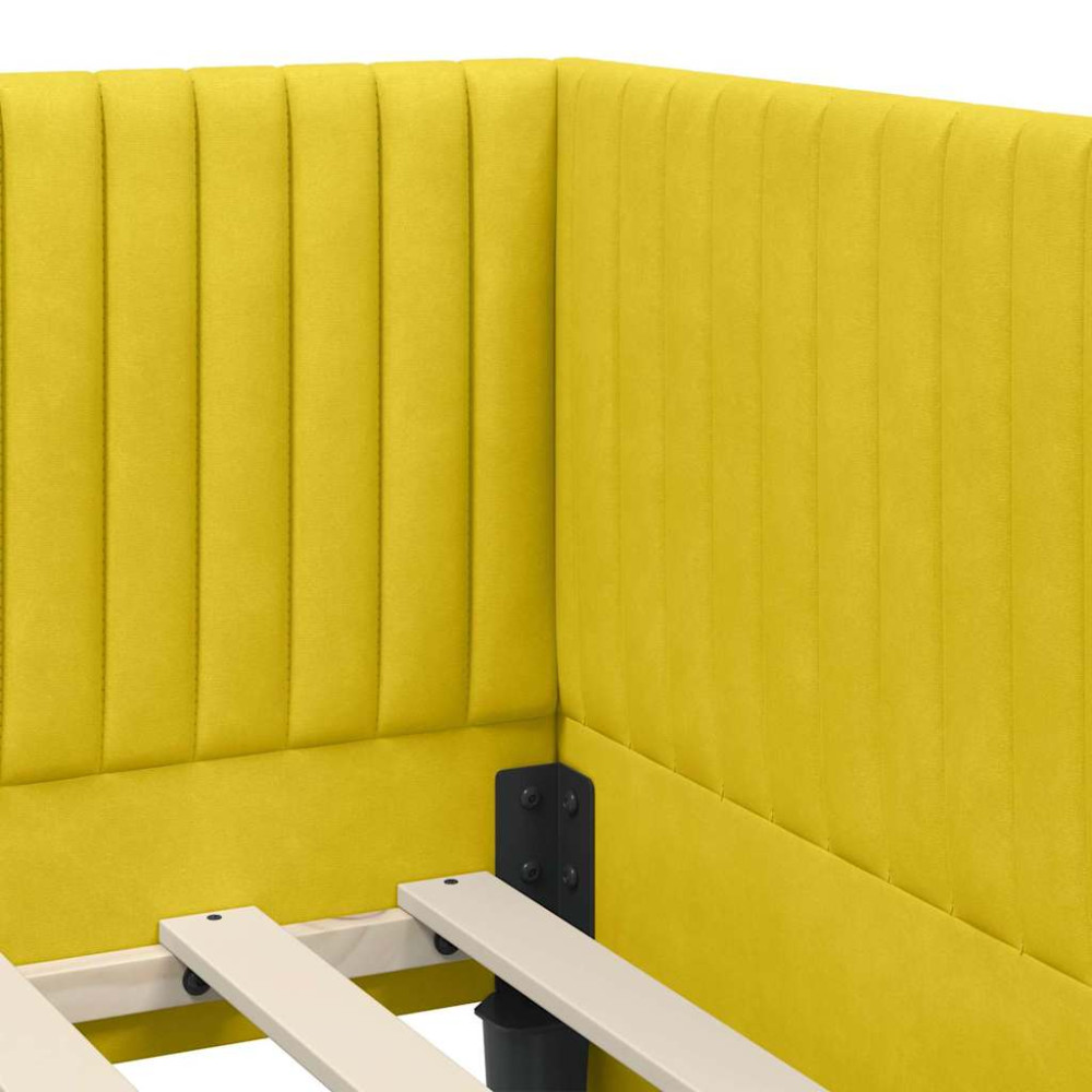 Produktbild för Hörn Sängram med huvudgavel Gul 90 cm x 190 cm Sammet