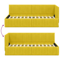 Produktbild för Hörn Sängram med huvudgavel Gul 90 cm x 190 cm Sammet