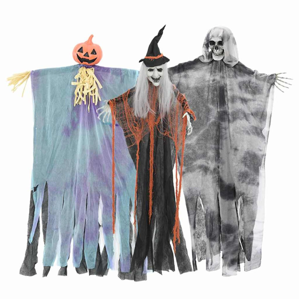 Produktbild för Halloween Hängande Spöke 3 pcs Flerfärgsdesign 61 x 97 cm