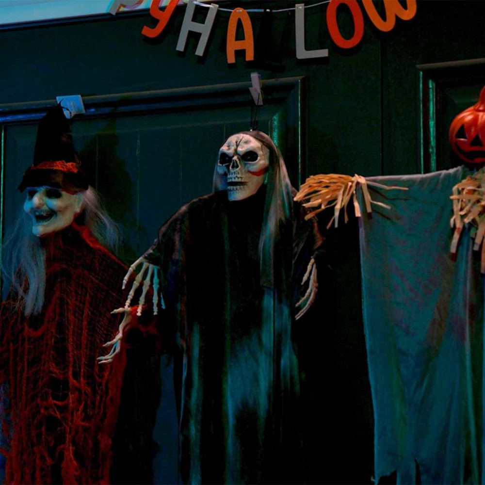 Produktbild för Halloween Hängande Spöke 3 pcs Flerfärgsdesign 61 x 97 cm