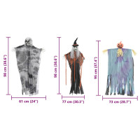 Produktbild för Halloween Hängande Spöke 3 pcs Flerfärgsdesign 61 x 97 cm
