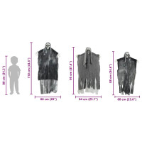 Produktbild för Halloween Hängande Spöke 3 pcs Svart 66 x 110 cm Polyester