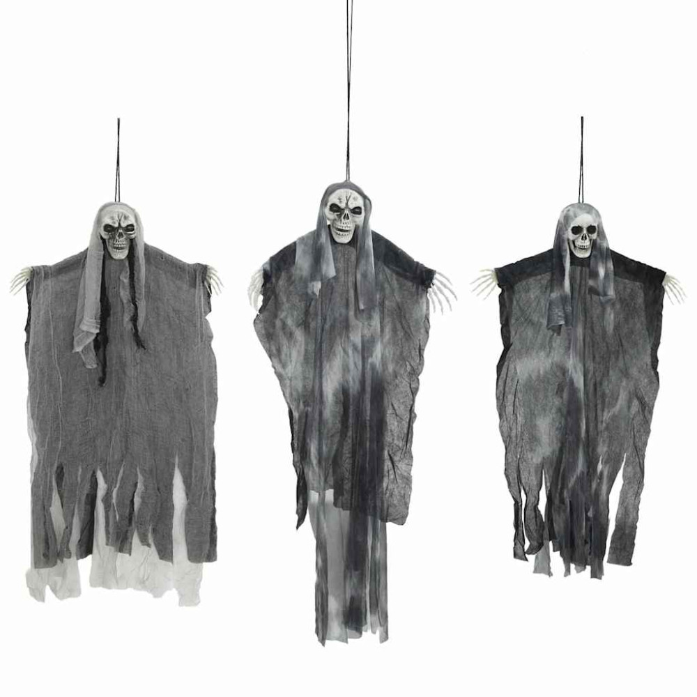 Produktbild för Halloween Hängande Spöke 3 pcs Svart 66 x 110 cm Polyester
