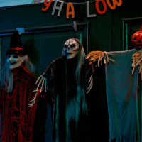 Produktbild för Halloween Hängande Spöke 3 pcs Svart 66 x 110 cm Polyester