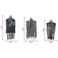 Produktbild för Halloween Hängande Spöke 3 pcs Svart 66 x 110 cm Polyester