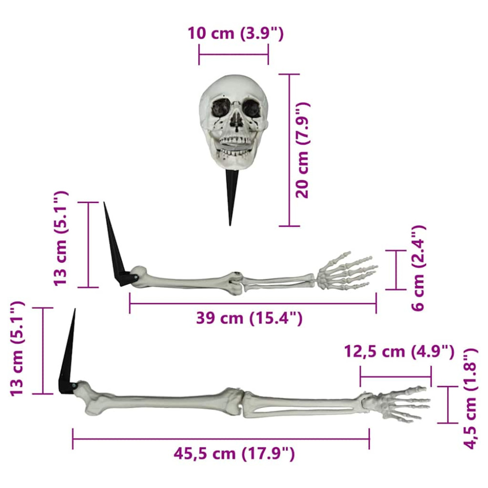 Produktbild för Halloween Skelett med Markspikar Vit 45,5 x 13 cm Polypropylen