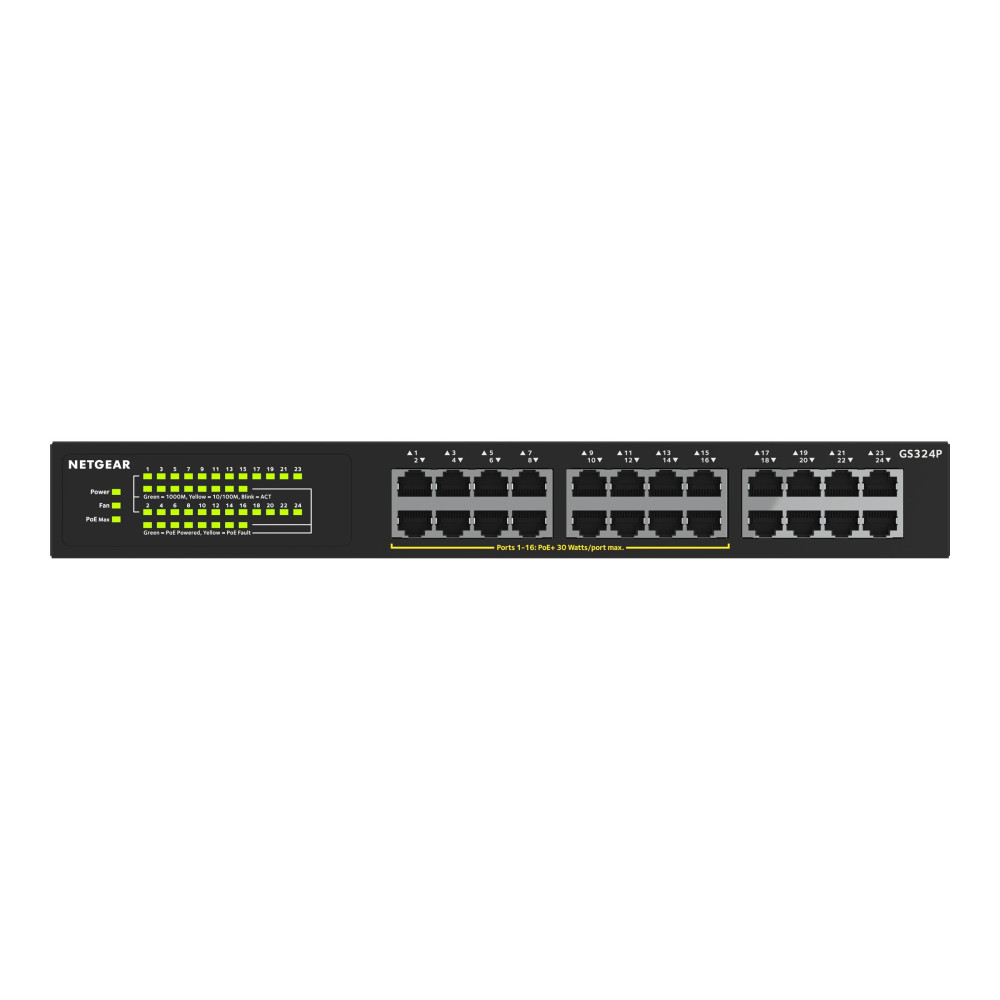 Produktbild för NETGEAR GS324P - switch - 24 portar - ohanterad - rackmonterbar
