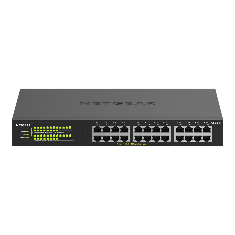 Produktbild för NETGEAR GS324P - switch - 24 portar - ohanterad - rackmonterbar