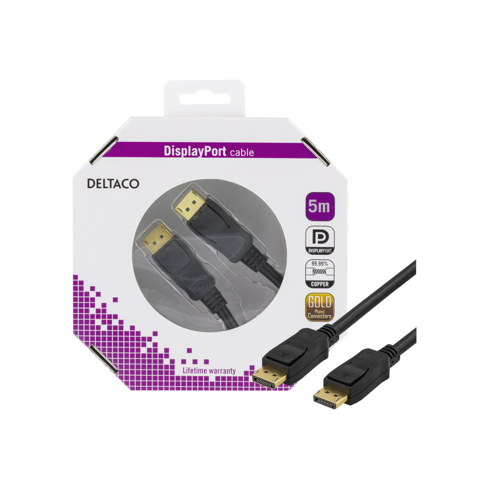 Produktbild för DELTACO DP-1050-K - DisplayPort-kabel - 5 m