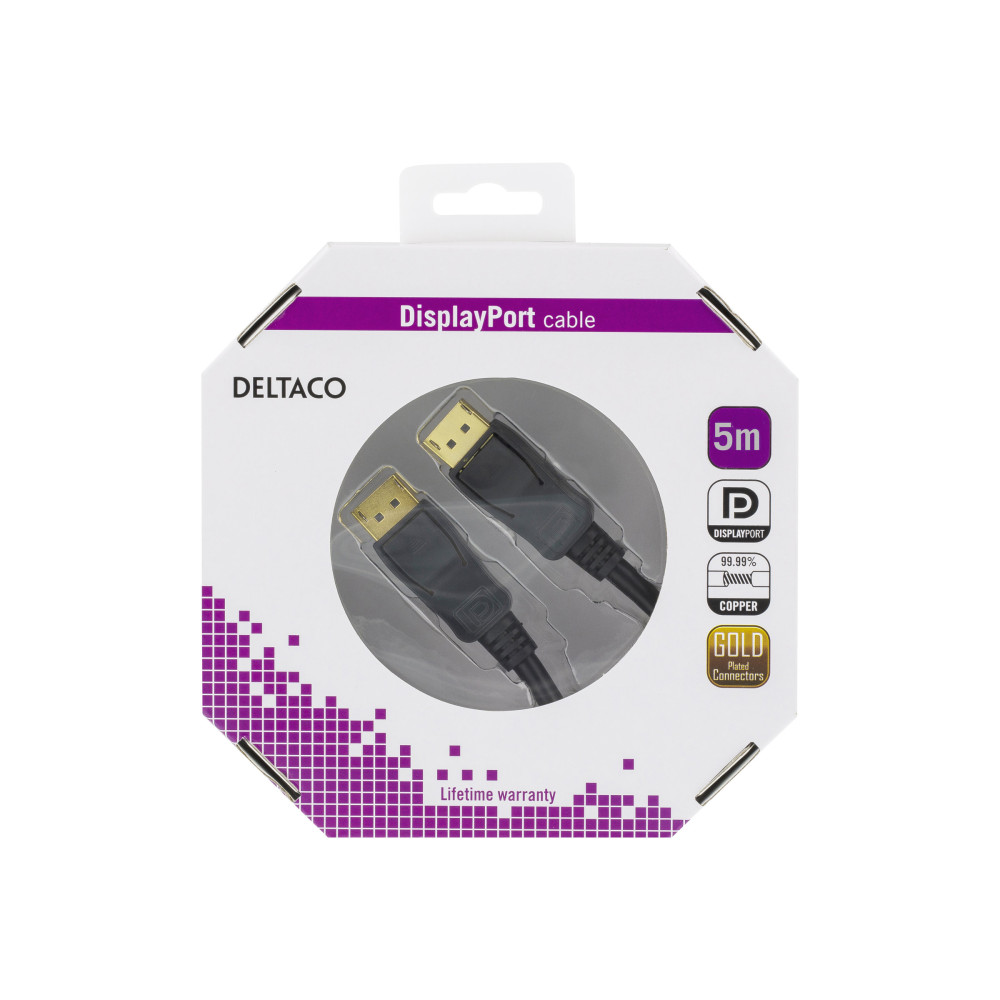 Produktbild för DELTACO DP-1050-K - DisplayPort-kabel - 5 m