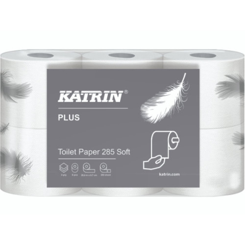 KATRIN Katrin Plus 285 Soft - toalettpapper - 285 ark - rulle - vit (paket om 6)