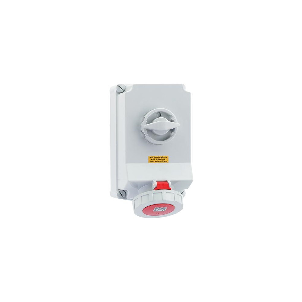 Produktbild för BALS CEE-uttag H6 400V 32A 5-pol, röd BxH: 118x225 mm, topp...