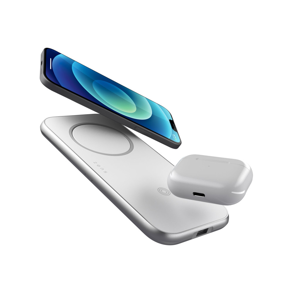 Produktbild för Zens Aluminium Series trådlös laddningsplatta - + växelströmsadapter - USB