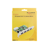 Produktbild för Delock PCI Express Card > 4 x external USB 3.0 - USB-adapter - PCIe 2.0 - USB 3.0 x 4
