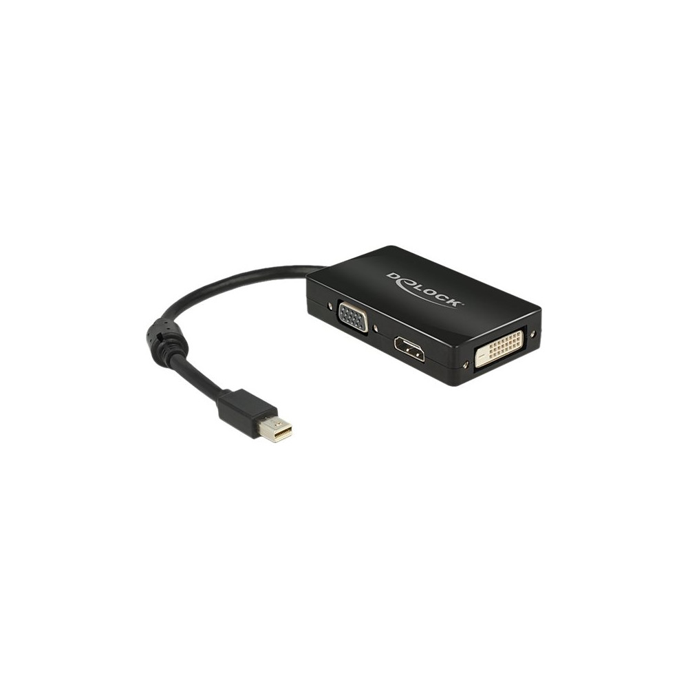 Produktbild för Delock Delock Adapter mini Displayport 1.1 male > VGA / HDMI / DVI female Passive - videokonverterare - svart