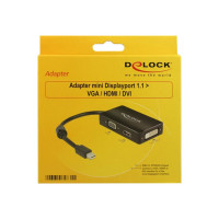 Produktbild för Delock Delock Adapter mini Displayport 1.1 male > VGA / HDMI / DVI female Passive - videokonverterare - svart