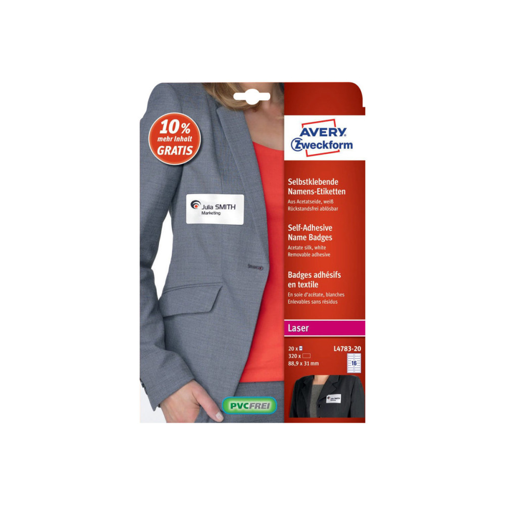 Produktbild för Avery Zweckform - etiketter - 320 etikett (er) - 88.9 x 31 mm