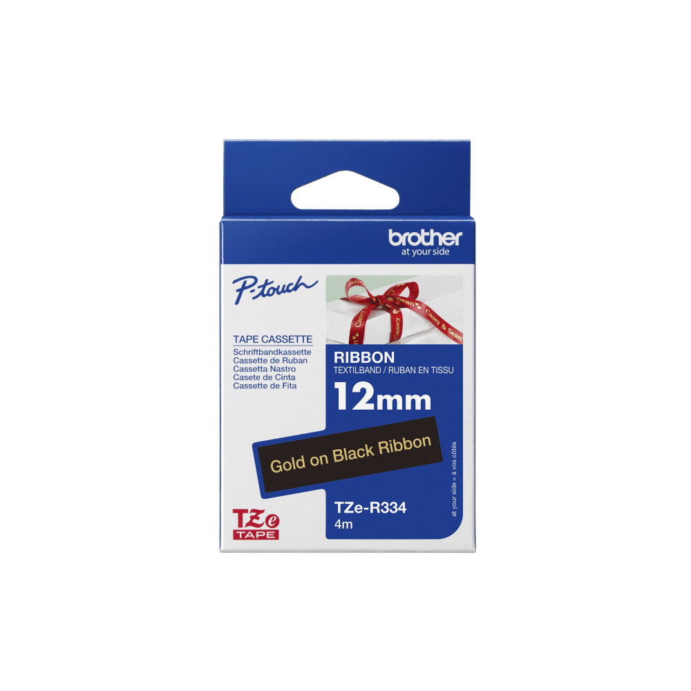 Produktbild för Brother TZe-R334 - bandtejp - satin - 1 kassett(er) - Rulle (1,2 cm x 4 m)