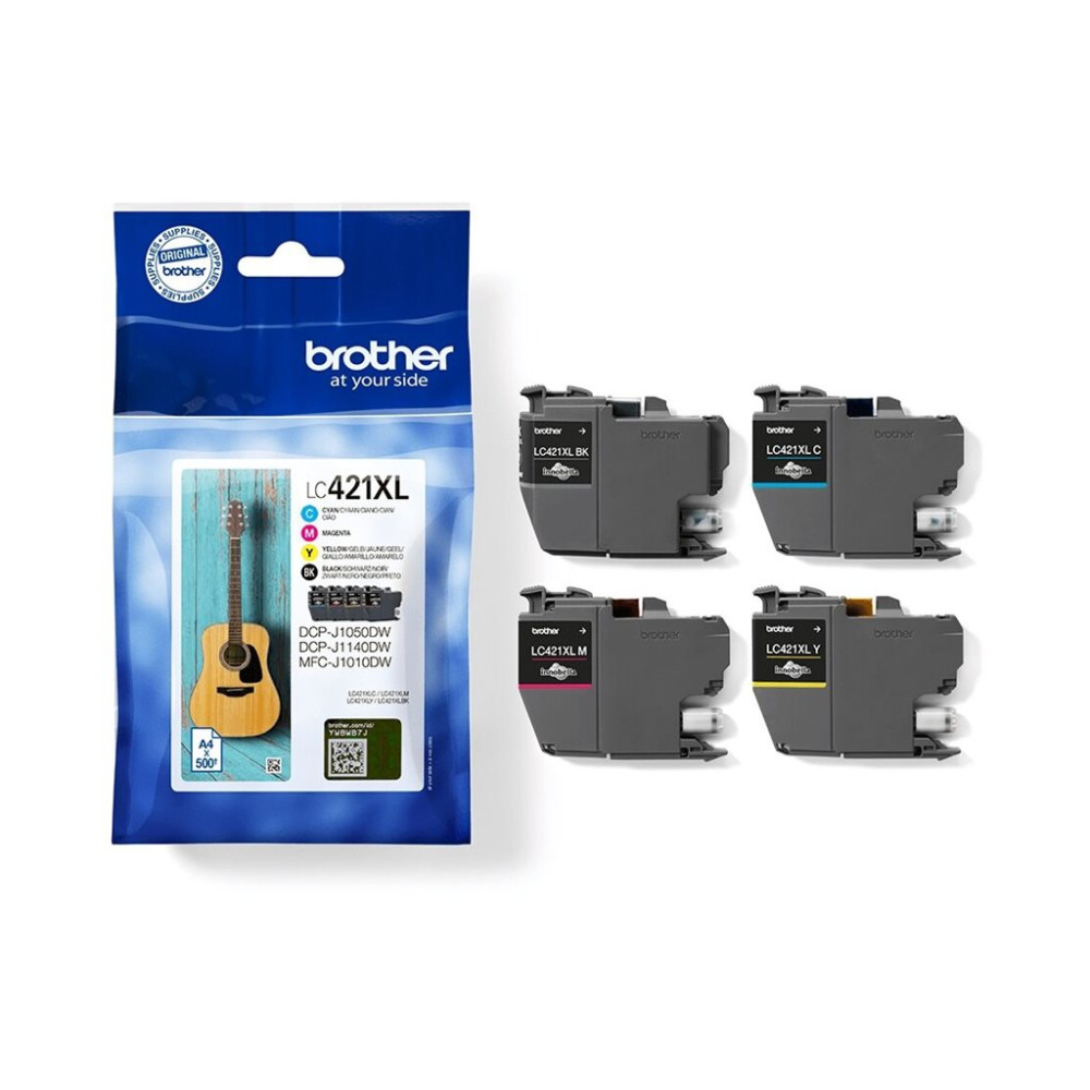 Produktbild för Brother LC421XL - 4-pack - XL - svart, gul, cyan, magenta - original - bläckpatron