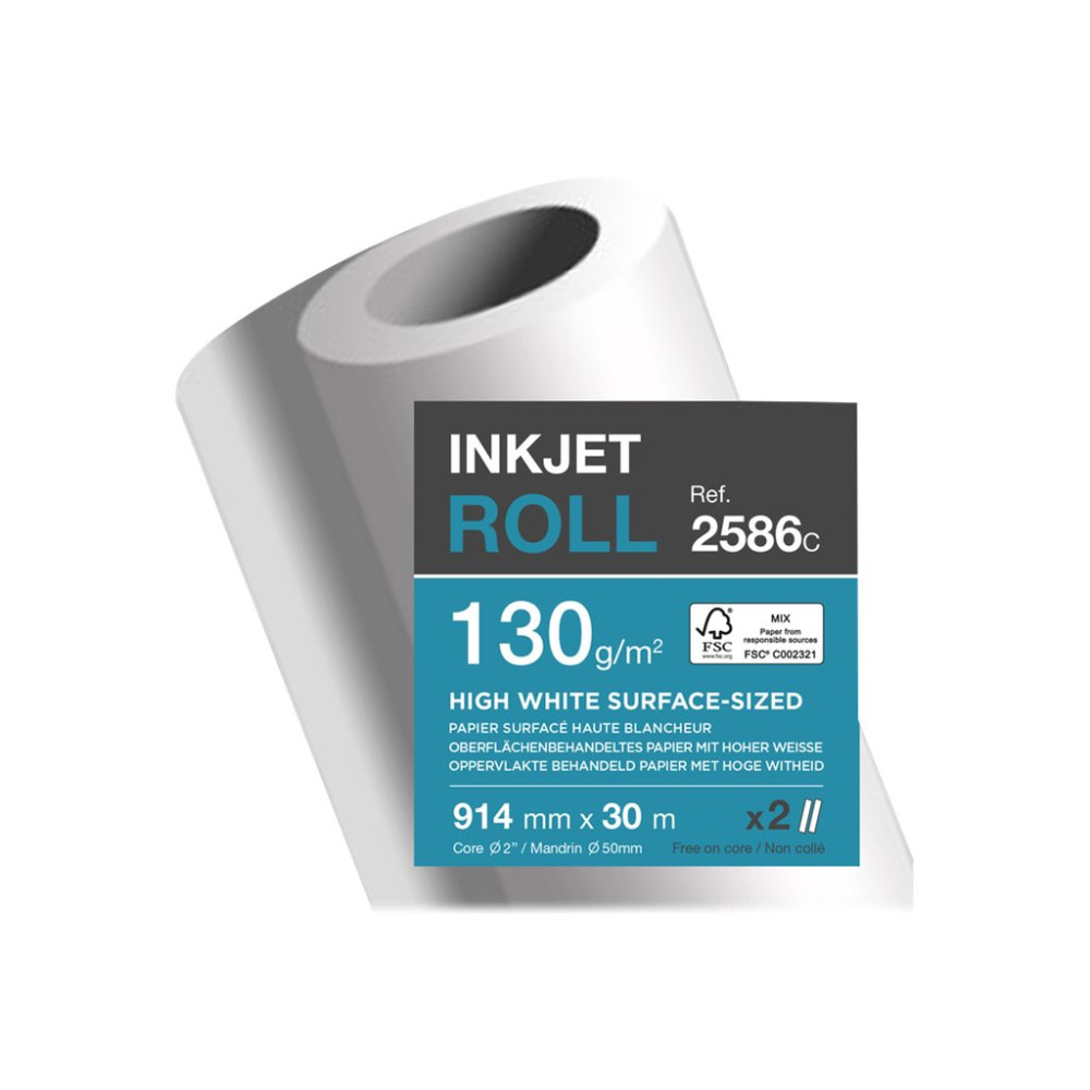 Produktbild för Clairefontaine - CAD-papper - satin - 1 rulle (rullar) - Rulle (91,4 cm x 30 m) - 130 g/m²