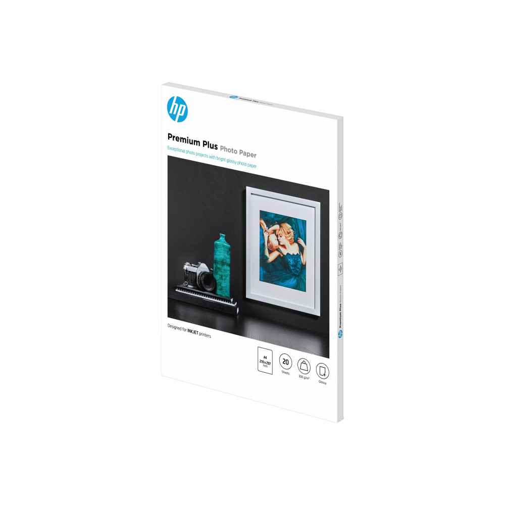 Produktbild för HP Premium Plus Photo Paper - fotopapper - blank - 20 ark - A4 - 300 g/m²
