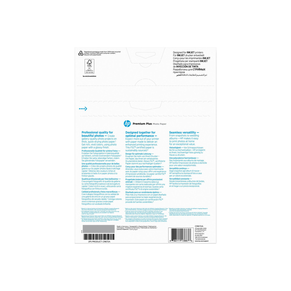 Produktbild för HP Premium Plus Photo Paper - fotopapper - blank - 20 ark - A4 - 300 g/m²