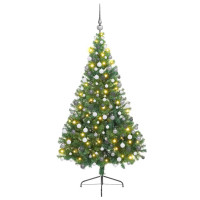 Produktbild för Konstgjord Förbelyst Julgran med 300 LED-lampor Grön 210 cm PVC