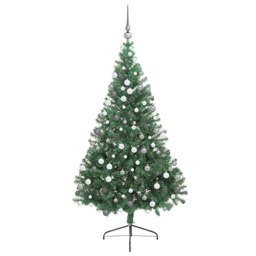 Produktbild för Konstgjord Förbelyst Julgran med 300 LED-lampor Grön 210 cm PVC